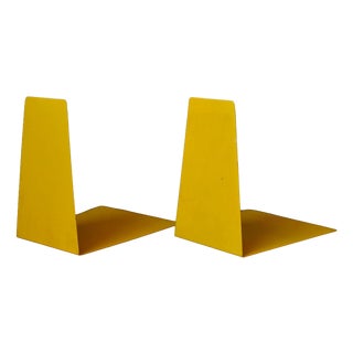 Minimalist Bookends in Yellow Lacquered Metal, 1960s, Set of 2 For Sale