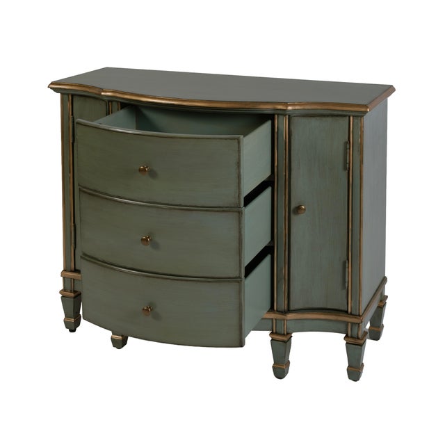 2020s Sheffield 40 in. W Demilune Wood 3 Drawer 2 Door Accent Cabinet, Royal Pastel Green For Sale - Image 5 of 11