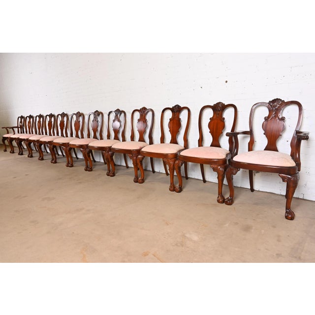 Kindel Furniture Winterthur Collection Georgian Carved Mahogany Dining Chairs, Set of Twelve For Sale - Image 12 of 12