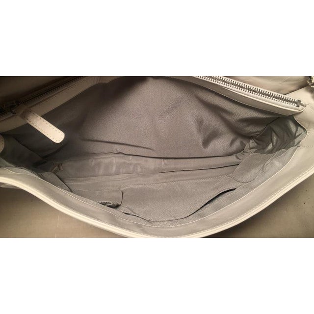 Chanel White Leather Quilted CC logo XL Maxi Classic Top Flap Shoulder Bag For Sale - Image 10 of 11