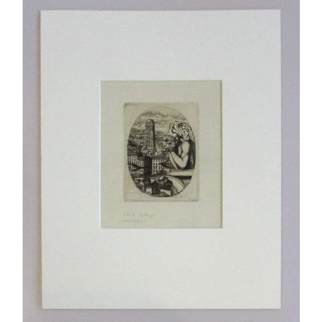 Realism Charles Meryon Le Stryge the Vampire Etching 1853 Paris Notre Dame Cathedral For Sale - Image 3 of 12