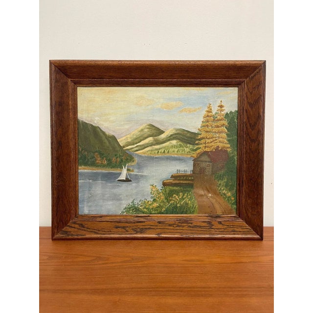 Possibly acrylic or oil on canvas within Wooden Frame. Vintage Damage due to being exposed to the elements. Signed in the...