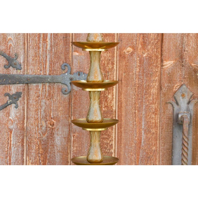 English Mid 20th Century Royal Kashmiri Engraved Brass Lamp For Sale - Image 3 of 12