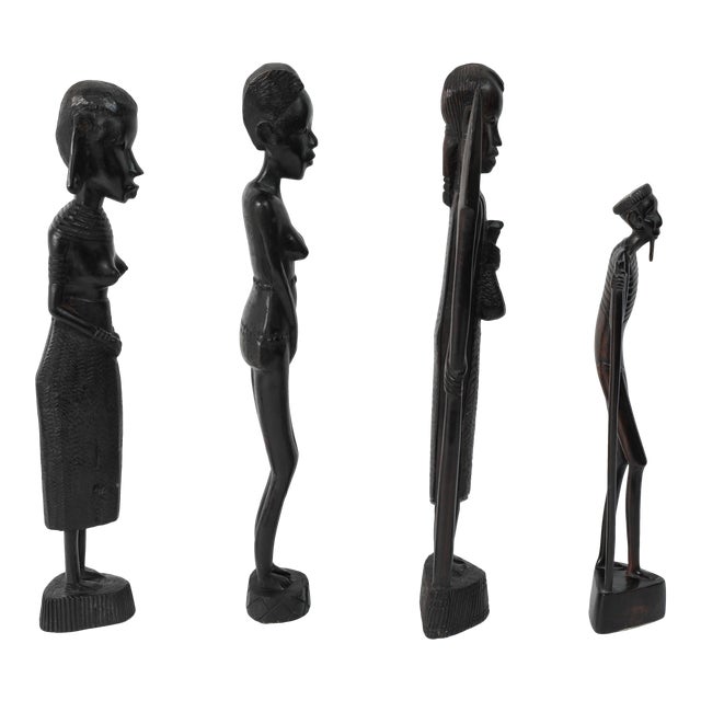 African Decorative HandCarved Statues From Kenya Set of 4 Chairish
