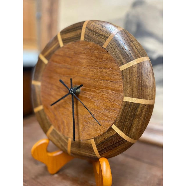 Mid-Century Modern Vintage Mid Century Modern Style Wooden Wall Clock For Sale - Image 3 of 7