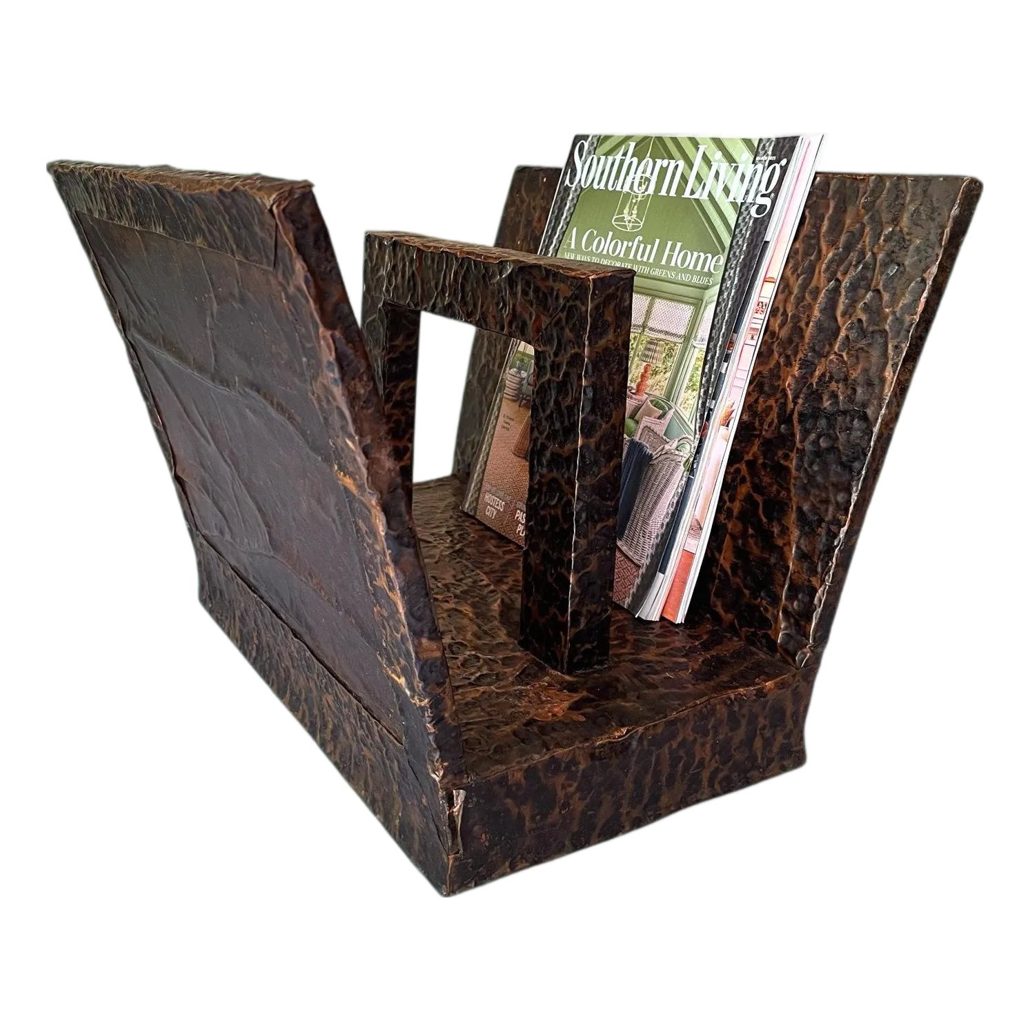 Hammered Black and Copper Colored Metal Brutalist Magazine or Record ...