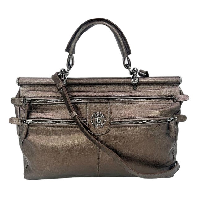 Mid 20th Century Roberto Cavali Metallic Bronze Leather Diva Bag For Sale