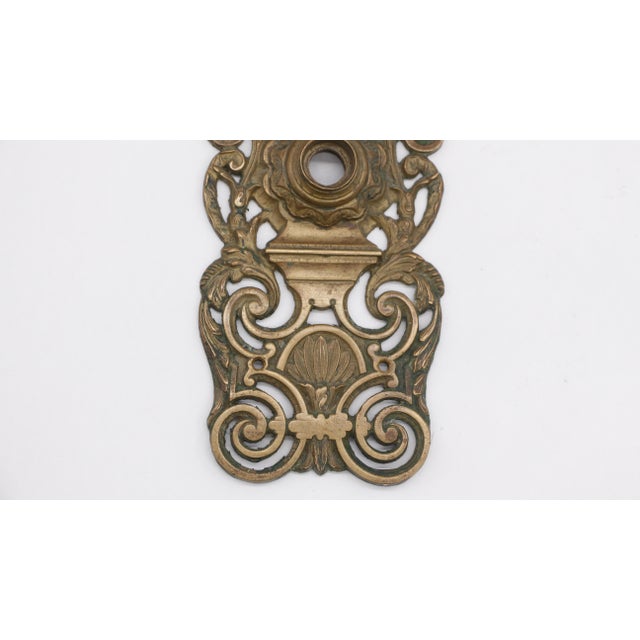Vintage Victorian Reading Bronze Cut Out Door Back Plate For Sale - Image 4 of 7