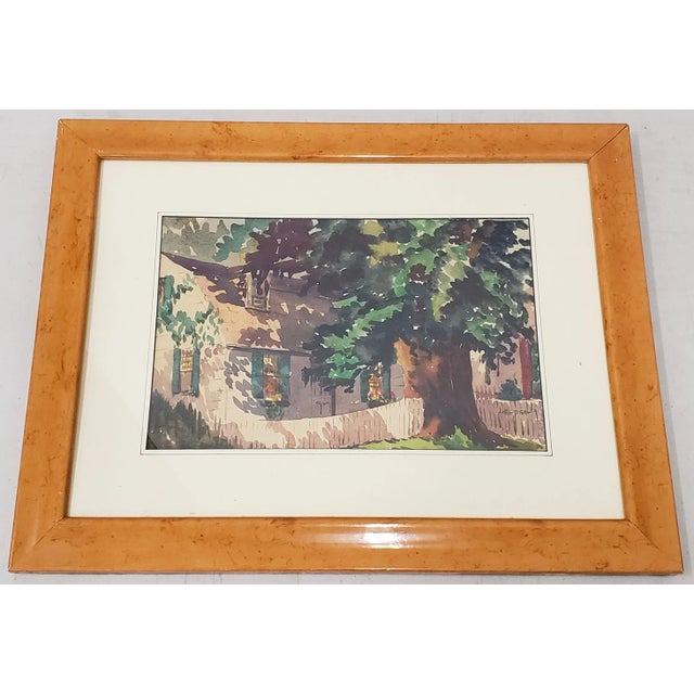 Paint Arthur D. Fuller "Country Home" Original Watercolor C.1940s For Sale - Image 7 of 7