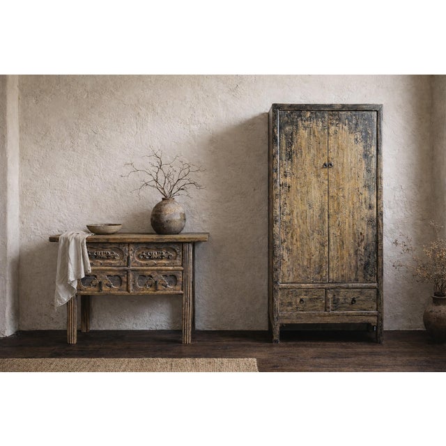 Black Vintage Shangzhi Rustic Storage Cabinet / Armoire For Sale - Image 8 of 8