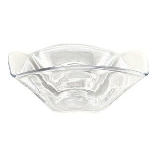 Vintage Simon Pearce Handblown Crystal “Woodbury” Square Bowl For Sale