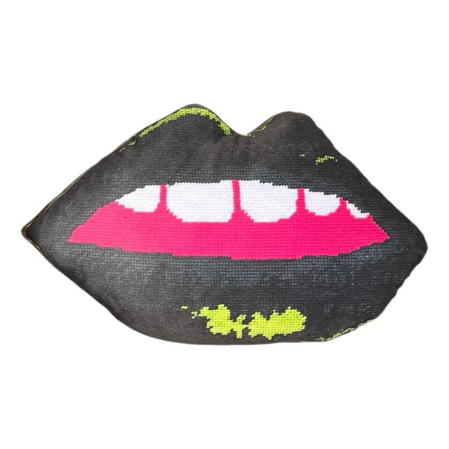"Wicked Goth" Sculpted Velvet Lips Custom Made Original Pillow For Sale