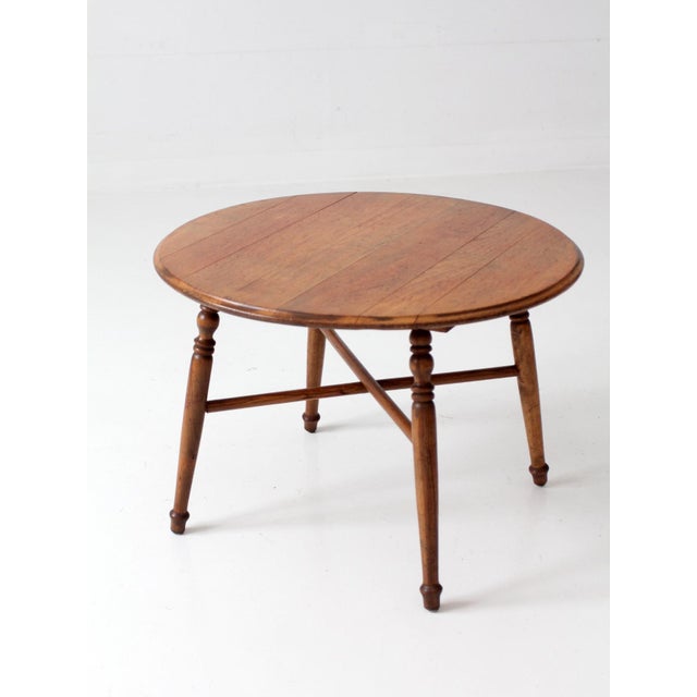 Vintage Round Wood Coffee Table With Turned Legs For Sale - Image 10 of 15
