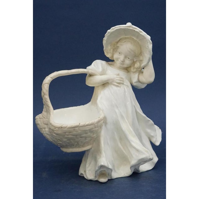 Description of the item: Beautiful Art Nouveau-style sculpture in cast ceramic, polychrome, glazed and partially...