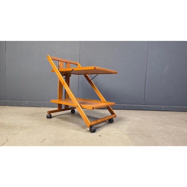 Vintage Italian Foldable Wooden Serving Cart, 1980s For Sale - Image 17 of 18