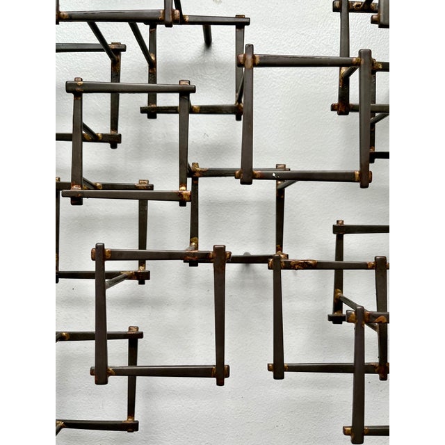 Vintage Brutalist Abstract Metal Nail Wall Art Sculpture, circa 1970 For Sale - Image 9 of 12