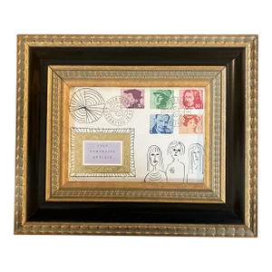 Contemporary Original Judy Henn “ First Day Portraits 1969” Ink Drawing/Collage Framed