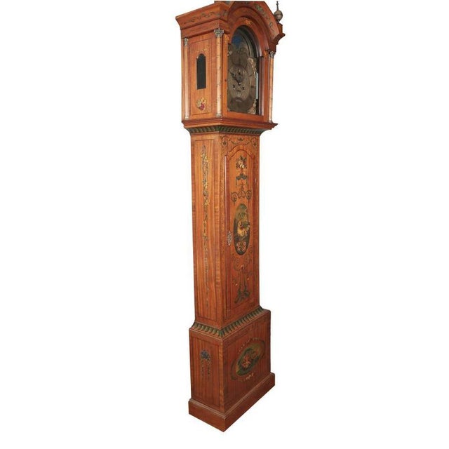 Brown Scottish Grandfather Clock Moonphase Longcase Painted Satinwood, 1830 For Sale - Image 8 of 9