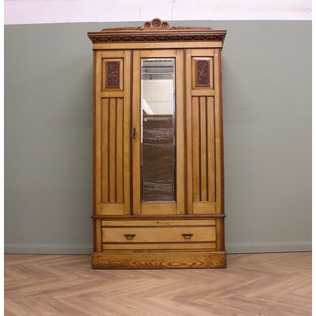 Antique Edwardian Ash Wardrobe, 1900s For Sale - Image 12 of 12