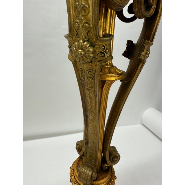 Neoclassical Parcel-Gilt and Patinated Bronze Tripod Zoomorphic Lamps C. 1900 Attributed to Edward F. Caldwell & Co. For Sale - Image 12 of 17