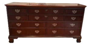 National Mount Airy Chippendale Solid Cherry Dresser With Brass Hardware