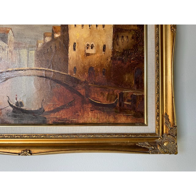 L. Costello Venetian Scene Oil on Canvas Painting, Framed For Sale - Image 9 of 10