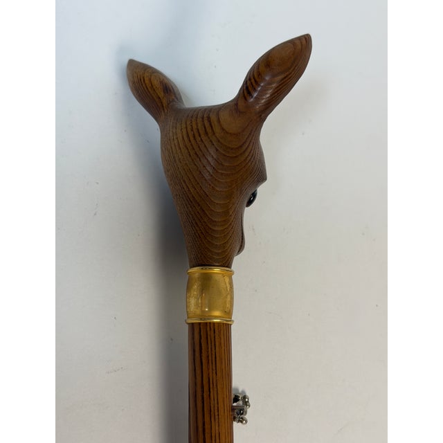 German Black Forest Style Carved Deer Head Baton with Brass Mounts, Circa 1930s For Sale - Image 14 of 14