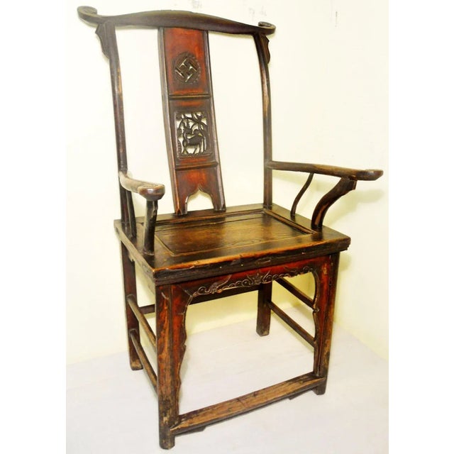 Antique Chinese High Back Arm Chair, Circa 1800-1849 For Sale - Image 9 of 9