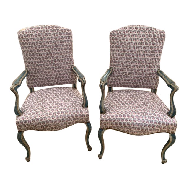 Mid 20th Century Venetian Style Blue And Off White Painted