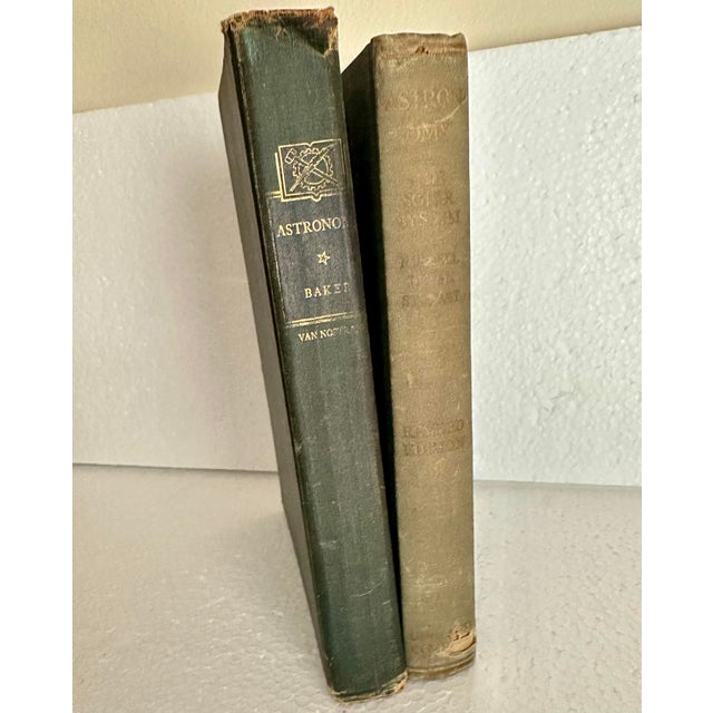 Black Vintage 1945 & 1946 Astronomy College Textbooks Hardcover Green & Black For Sale - Image 8 of 11