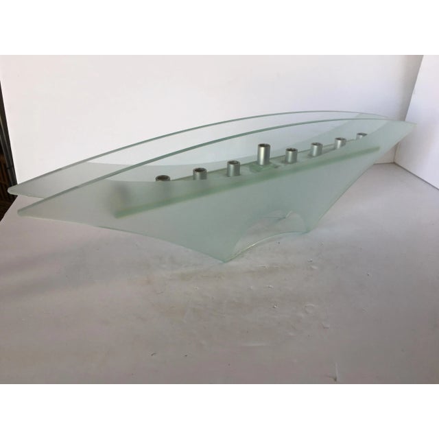 1990s Frosted Art Glass Mantelpiece Candelabra For Sale - Image 5 of 5