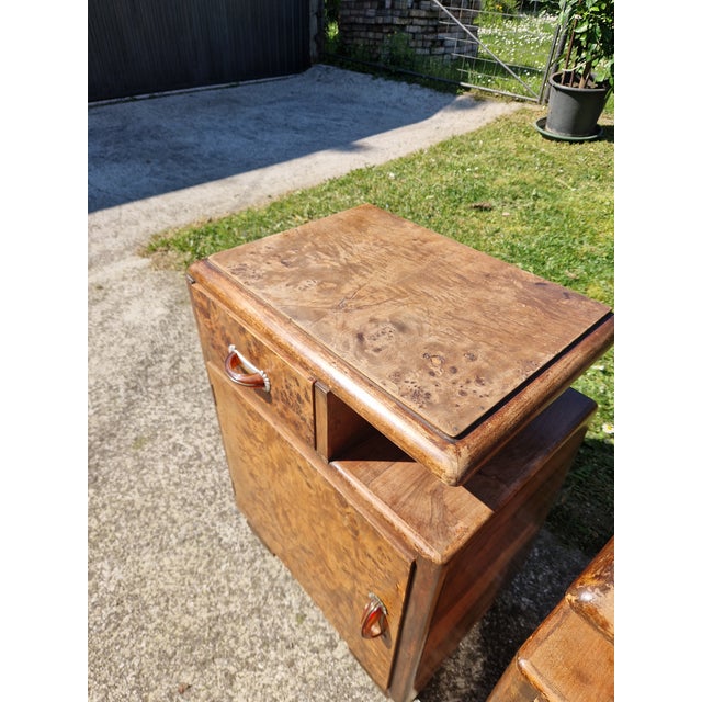 1920s Art Deco Burl Bedside Tables, 1920s, Set of 2 For Sale - Image 5 of 15