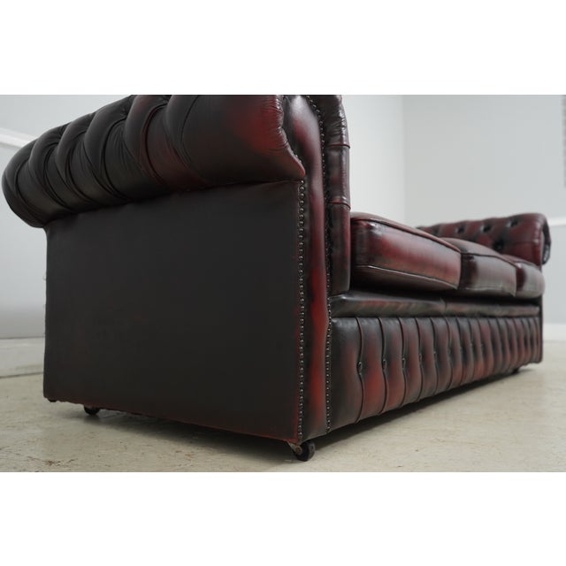English Style Leather Tufted Chesterfield Sofa For Sale - Image 9 of 18