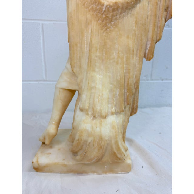Large Antique Hand Carved Alabaster Stone Lady Woman Sculpture Statue Art Marble For Sale - Image 16 of 16