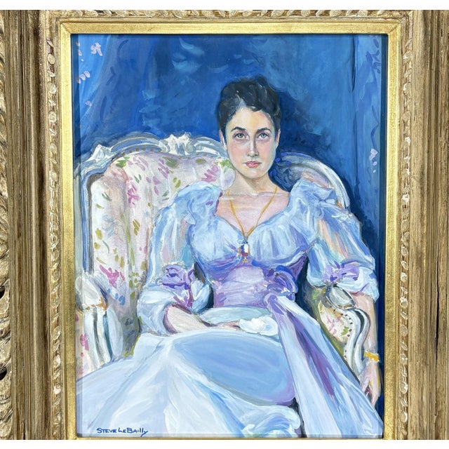 Figurative Signed Steve LeBailly Original Tempera Master Study After Sargent's Lady Agnew Framed For Sale - Image 3 of 10