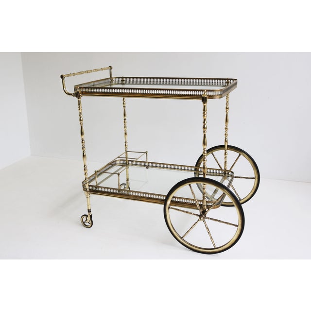 French Brass Bar Cart from Maison Baguès, 1950s For Sale - Image 9 of 12