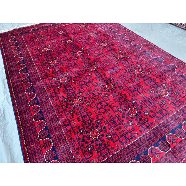 High Quality Afghan Khal Muhammadi Tribal Hand-Knotted Wool Rug - 6'6" X 9'10" For Sale - Image 6 of 11