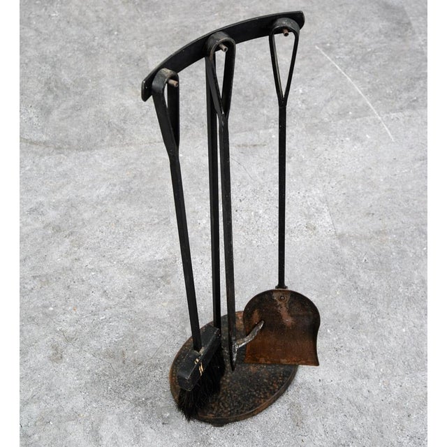 Metal Mid Century Modern Fireplace Tool Modernist Cast Iron Black MCM Vintage Wood For Sale - Image 7 of 9