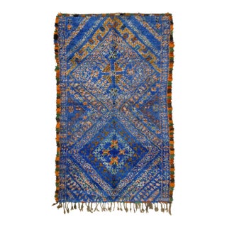 Vintage Moroccan Berber Rug With Blue Diamond Design by Rug & Kilim, 1950-1959 For Sale