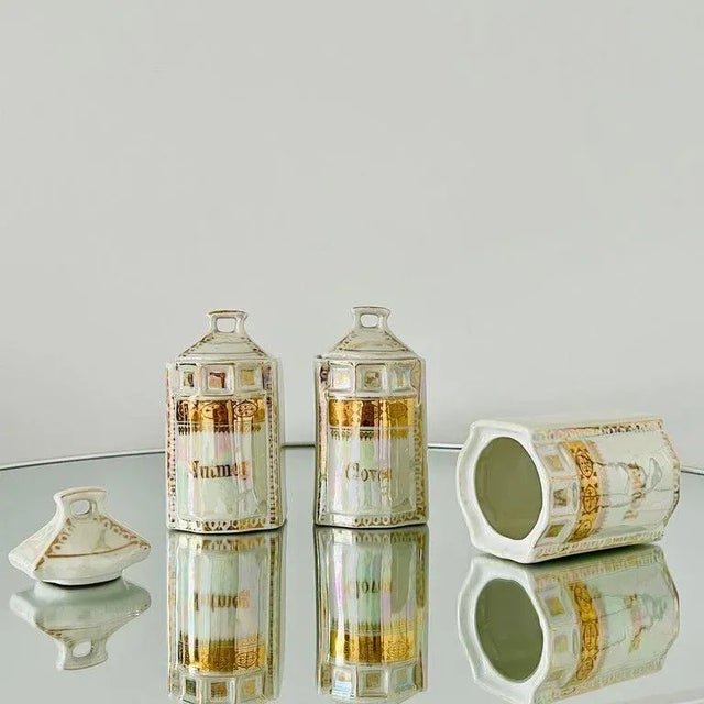 Antique Porcelain Canister Storage Jars and Spice Set / 13, Germany C. 1900 For Sale - Image 9 of 13