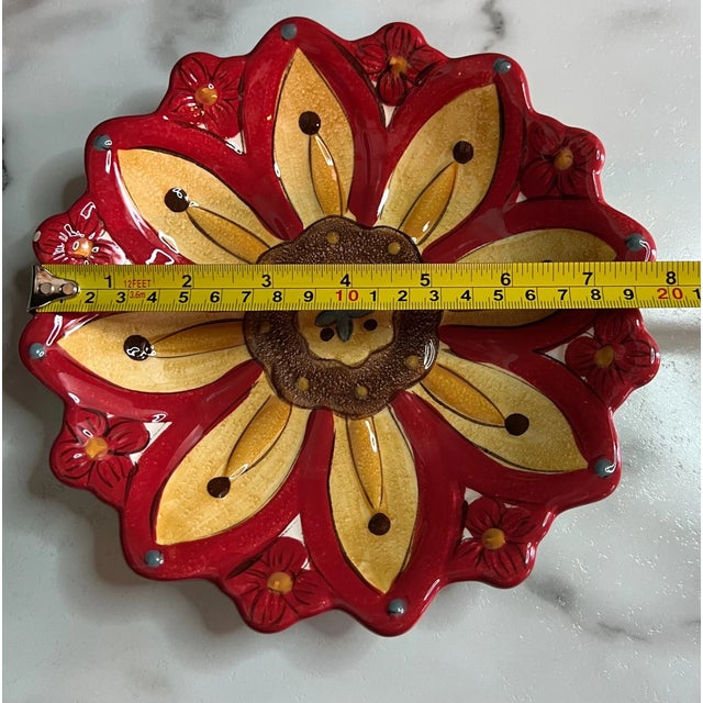 Vintage MCM Pier 1 Carynthum Red Flower Petal Shaped Salad Dessert Plates - Set of 4 For Sale In Phoenix - Image 6 of 6