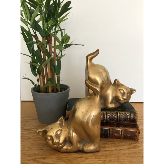 Vintage Brass Cat Bookends Pair Chairish