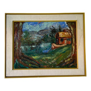 70's Vintage Impressionist Landscape Oil Painting, Signed For Sale