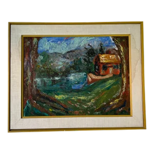 70's Vintage Impressionist Landscape Oil Painting, Signed