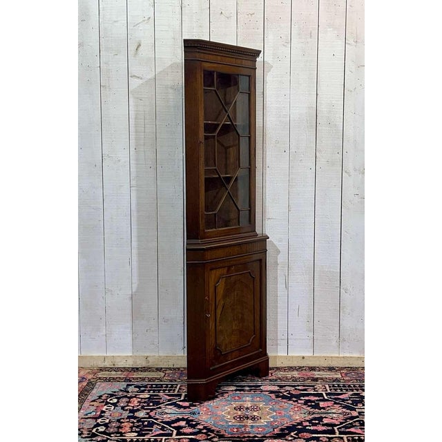 Vintage English Mahogany Corner Cabinet, 1950s For Sale - Image 4 of 12