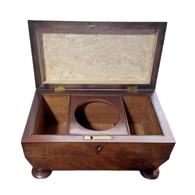Antique Early 19th Century William IV Regency English Mahogany Tea Sarcophagus Caddy For Sale - Image 6 of 9