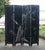 Vintage Matte Black Lacquer Asian Four Panel Folding Screen Chinoiserie Room Divider For Sale In Seattle - Image 6 of 13