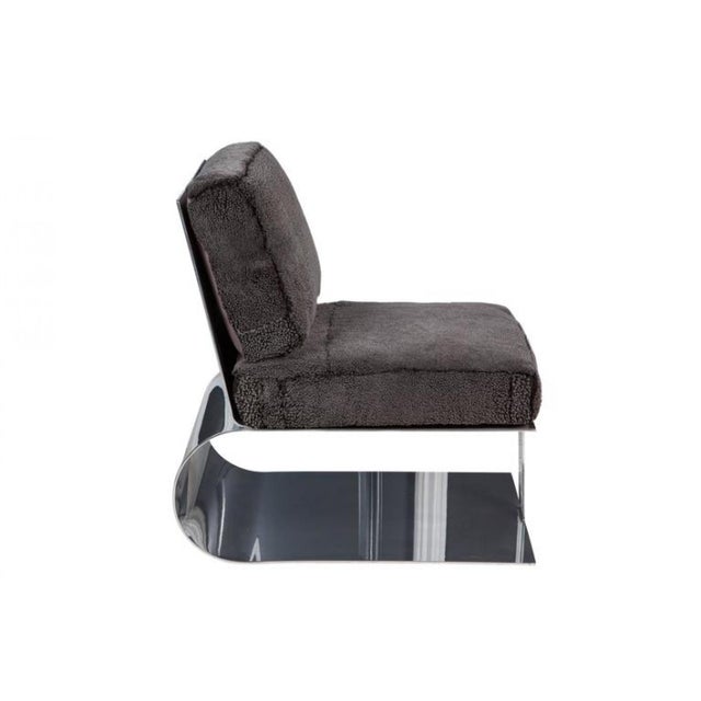 Not Yet Made - Made To Order Contemporary Custom Polished Aluminum & Boucle Lounge Chairs - a Pair For Sale - Image 5 of 6