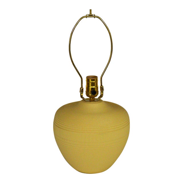 Mid Century Modern Van Pelt Style Spherical Yellow Corrugated Cardboard Table Lamp For Sale