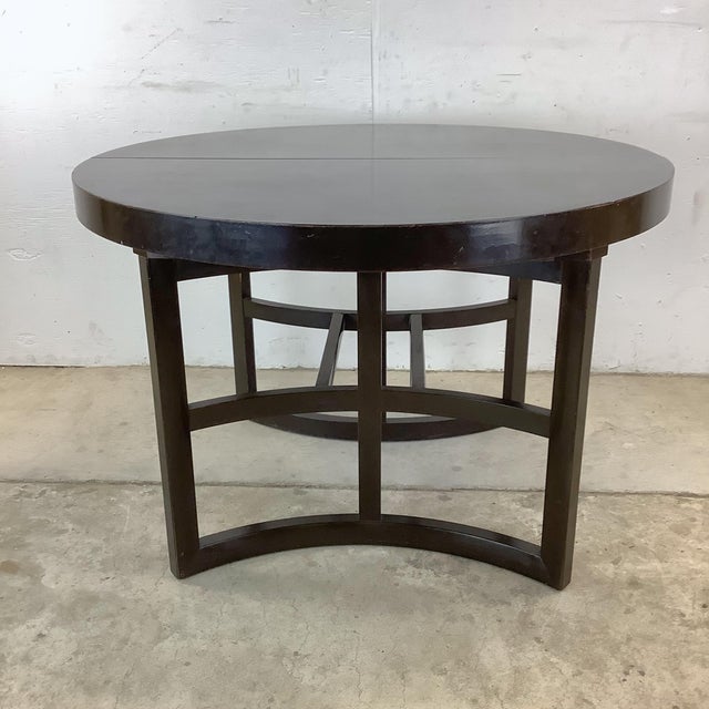 John Stuart Ebonized Mahogany Round Extension Dining Table, Attributed to Paul Frankl for John Stuart For Sale - Image 4 of 18